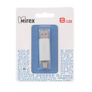 Флешка OTG Mirex SMART silver, 8 Гб, USB2.0, USB/micro USB, чт до 25 Мб/с, зап до 15 Мб/с